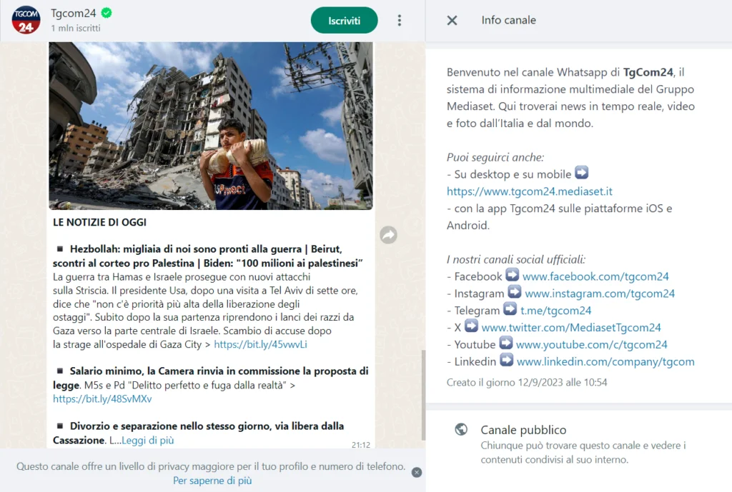 TgCom24 Whatsapp